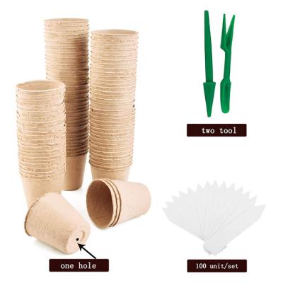 China Hot Sale Modern 3.35 Inch Sowing Cup One Hole Garden Plants Nursery Paper Pots Seedling Biodegradable Peat Cups for sale