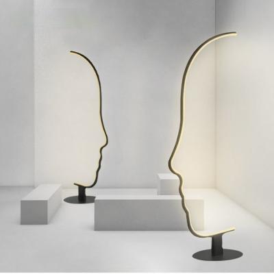 China New Style Modern Art Design Human Face LED Floor Lamp Available Simple Hotel Living Room Bedroom Floor Lights for sale