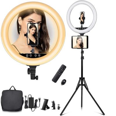 China Video Shooting 18in Ring Light with Large Ring Light Kit 55W Dimmable 2800-6000K Bracket ELEGIANT Circle Light for sale