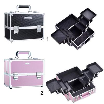 China Viable Makeup Train Case Large 12 Inch Portable Cosmetic Case - Professional 6 Tier Makeup Storage Organizer Box Make Up Carrier for sale