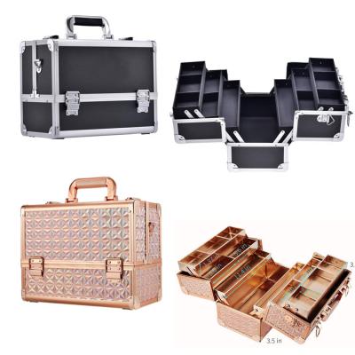 China 12 Inch Tall Makeup Storage Organizer Box Make Up Professional Carrier Sustainable Makeup Train Case Cosmetic Case 6 Tier Portable Trays for sale