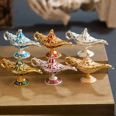 China Aladdin's Lamp Sublimation Ornament Metal Hollow Wish Craft Home Decor Vintage Crafts for sale