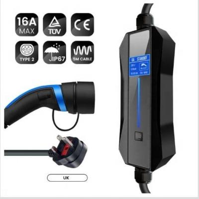 China TPU/PC+PBT/PA66+GF25; IEC 61851-1 220v 16A Type - 2 Portable EV Charger +UK Plug for sale