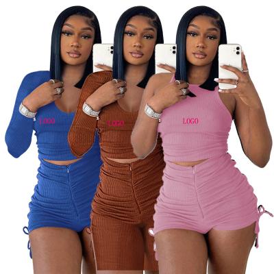 China Custom QUICK DRY Casual Tops Vest Women's 2 Piece Set Logo Set 2 Piece Set Summer Clothing Shorts Shorts for sale