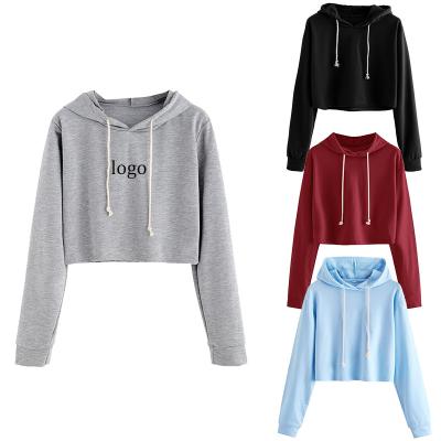 China Wholesale price top women's white top women's clothing fleece fleece QUICK DRY custom cropped cropped pullover hoodie for sale