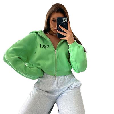 China QUICK DRY custom over sized acid grown cropped hoodies women zipper hoodie womens clothing for sale