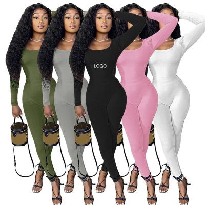 China Bodycon Rompers Women Jumpsuit QUICK DRY Autumn Winter Yarn One Piece Bottom Cut Sexy U Neck Slim Casual Overalls for sale