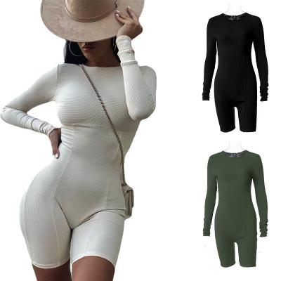 China QUICK DRY 2023 Spring Women's Streetwear Clothing Outfit O Neck Bodycon Sexy Long Sleeve One Piece Jumpsuit Overalls for sale