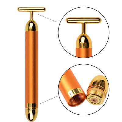 China Wrinkle Remover 24k Gold Energy Face Massage Machines T Shape Women Beauty Hot Selling Facial Vibrating Lifting Bar for sale