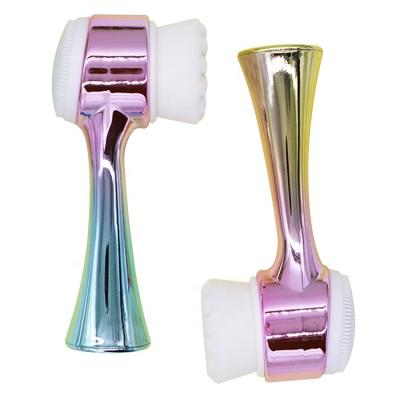 China For Home Use Newcomer Wholesale Face Wash Remover Body Scrub Cleansing Blackhead 3D Double Head Facial Massager Brush for sale