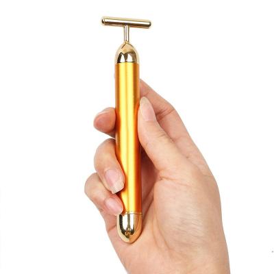 China Face Lift New Product 24K Gold T Shape Stick Massager Tool Energy Beauty Bar For Women Facial Skin Care for sale