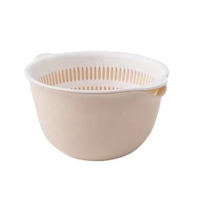 China Sustainable Double-Layer Round Drain Basket For Washing Vegetables And Fruits In The Kitchen for sale