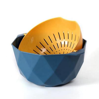 China Viable the drain basket can be rotated, the kitchen washes vegetables and fruits, double-layer circular for sale