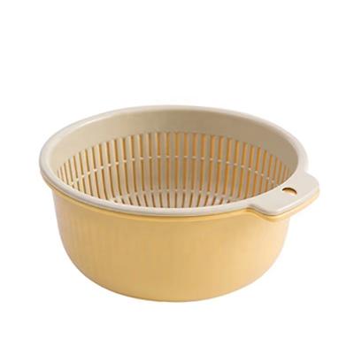 China Double-layer sustainable drain basket can be rotated in the kitchen to wash vegetables and fruits round for sale