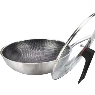 China Stainless Steel Honeycomb Sustainable Wok Non-Stick Premium Wok Pan Pan Wok for sale