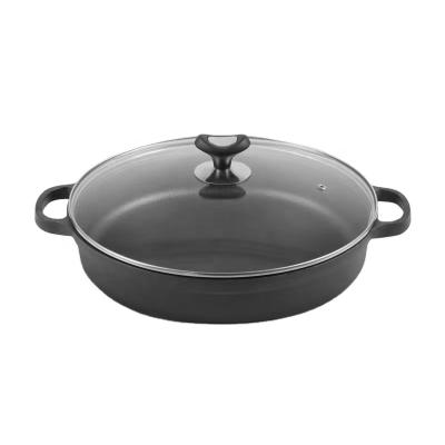 China Durable Binaural Cast Iron Thickened Saucepan With Glass Lid Household Nonstick Saucepan for sale