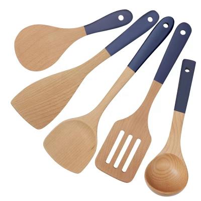 China Special Cooking Viable For Pan Wooden Spatula High Temperature Resistant Non-Stick 5-Piece Set for sale