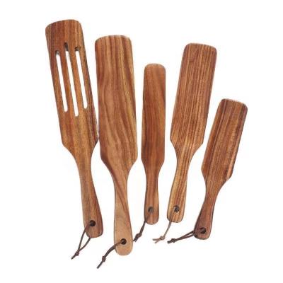 China Sustainable Teak Wooden Spatula Set Salad Spatula Acacia Cooking Spatula Stirring Tool for sale