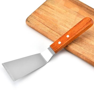 China Sustainable Stainless Steel Frying Spatula, Pizza Spatula with Wooden Handle, Steak Shovel Cake Hand-grabbing Shovel for sale