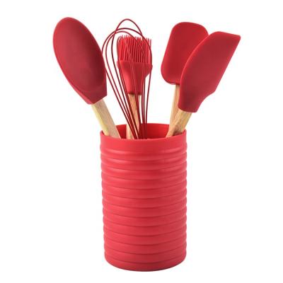 China Sustainable 6Pcs Cooking Silicone Kitchen Utensils Set With Rack, Mix Cooking Tool Kit for sale