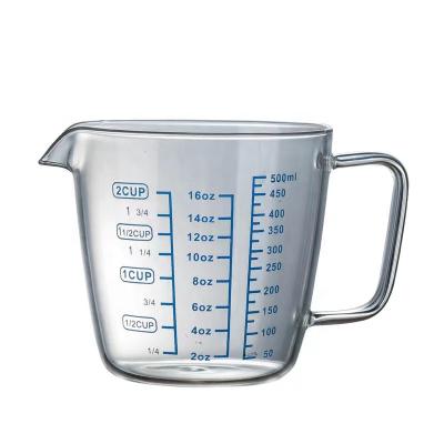 China Sustainable Borosilicate Glass Measuring Cup With Scale Microwavable Transparent Graduated Cup for sale