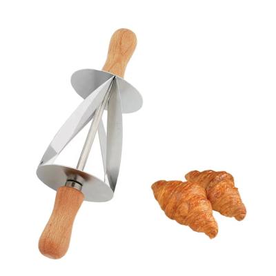 China Sustainable Baking Tools Croissant Tools Roller Stainless Steel Croissant Cutter for sale