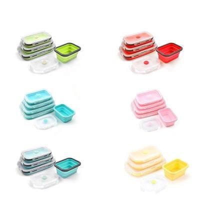 China Sustainable Folding Heated Silicone Lunch Box Microwave Oven Lunch Box for sale