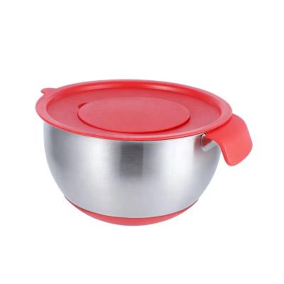 China Viable Non-slip Silicone Salad Bowl Beater Stainless Steel Egg Bottom Silicone Mixing Bowl With Handle for sale