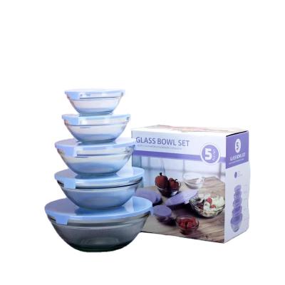 China Sustainable Sealed Fresh Bowl 5 Piece Fresh Fruit Snack Salad Bowl Set for sale