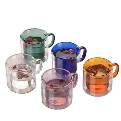 China Creative And Colorful New Double-Layer High Borosilicate Glass Mug Sustainable Coffee Water Cup for sale