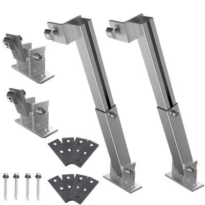 China Aluminum Front Leg Kits Metal Roof Flat Roof Solar Panel Tilt Mount Brackets Anodized Adjustable Rear Brackets for sale