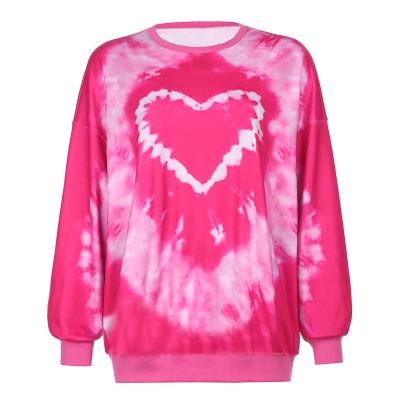 China Women's Heart Sweater Crewneck QUICK DRY Sweatshirt Tie Dye Plus Size Hoodies and Sweatshirts for sale