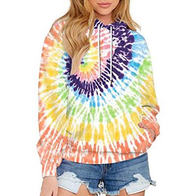 China Fashion QUICK DRY Graphic Sweatshirt Drawstring Dye Tie Oversized Women's Hoodies for sale