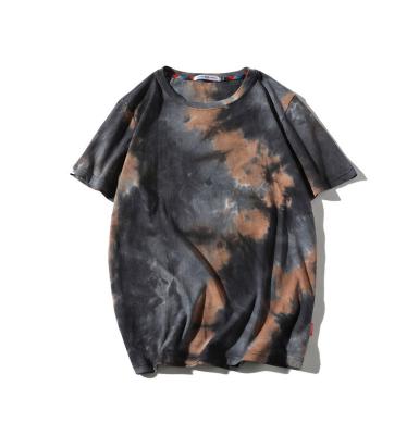 China New Men's 2021 Summer QUICK DRY Round Neck Tie-dye Short Sleeve Printed Loose Finished Waist T-shirt for sale