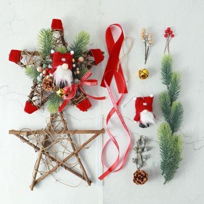 China Dried Flowers Decoration Natural Christmas Wreath Pentagram Rattan DIY Handmade Gifts Dried Flowers Hay Children's Activity Gifts for sale