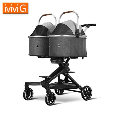 China U801T Dogs Pet Environmental Friendly Detachable Double Trolley Luxury Foldable Pet Strollers for sale