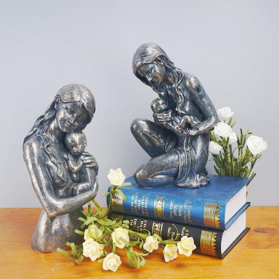 China Europe Mother's Day Gift Sculpture Resin Ornament Mom Creative Involvement Child for Mother's Day Home Decorations for sale