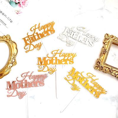 China Happy Acrylic Cake Decorating Fathers Day Cake Toppers Double and Mothers Day Cake Toppers Decorating Dessert Table Decoration Props for sale