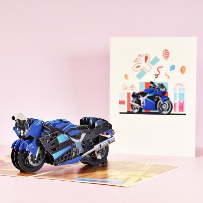 China Europe 3D Father's Day Card Greeting Card Gifts Birthday Holiday Greeting Card Creative Talking Paper Cutting Motorcycle for sale