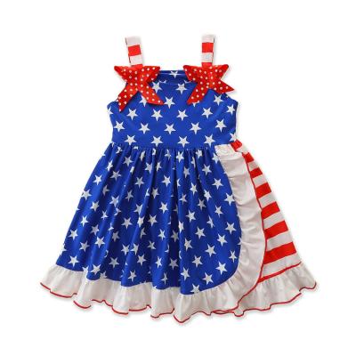 China Factory USA Wholesale 4th of July Children's Suspender Skirt Outfits Cute Star Suspender Skirt 4th of July Girl Outfits Rompers for sale