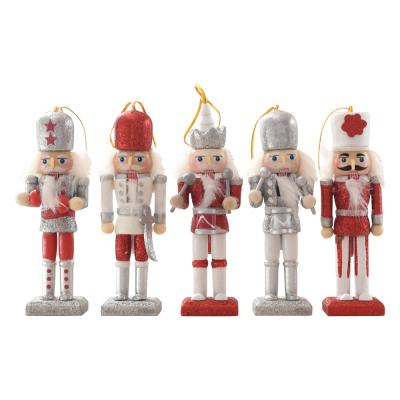 China Schima Superba Christmas New Product Christmas Tree Glitter 13CM Nutcracker Creative Wooden Soldier Pendant Puppet Decoration for sale