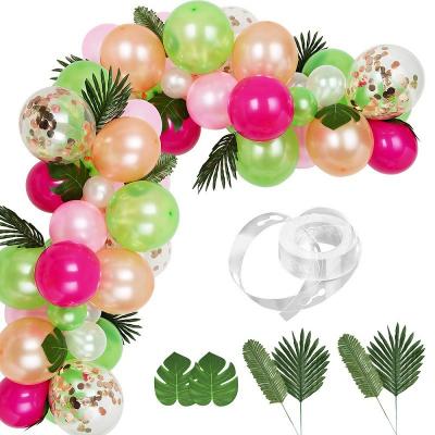 China Latex flamingo turtle leaf decoration border balloon set Hawaii party decoration latex balloon chain set for sale