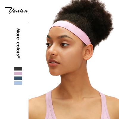 China 2021 New High Elastic Fitness Classic Hair Color Popular Pure Band Women's Yoga Exercise Headband Compression Swearband for sale