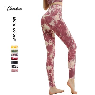 China High Waisted Breathable Custom Yoga Fitness Workout Gym Gaiters Sport Tie Dye Gaiters For Women for sale