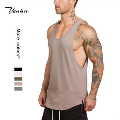 China QUICK DRY Custom Design Label Summer Gym Wear Men Full Over Size Cotton Fitness Singlet Breathable Soft Tank Tops for sale