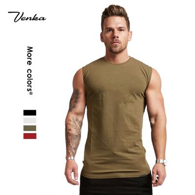 China Manufacturer Solid Color Logo Print Cotton Mens Fitness Tops Custom Tank Tops Wholesale Mens Fitness Clothing Gym QUICK DRY for sale