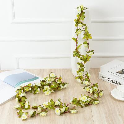 China Yellow Christamas Vine Garland Artificial Silk Flowers Christmas Garland Room Decoration Arch Plant for sale