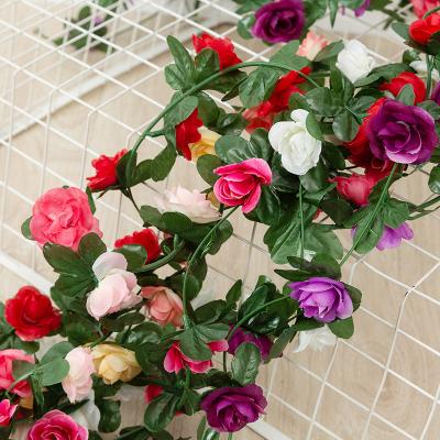 China Beautiful Rose Flowers Christmas Garland Home Christamas Decoration Arch Plant Vine Artificial Hanging Garland for sale