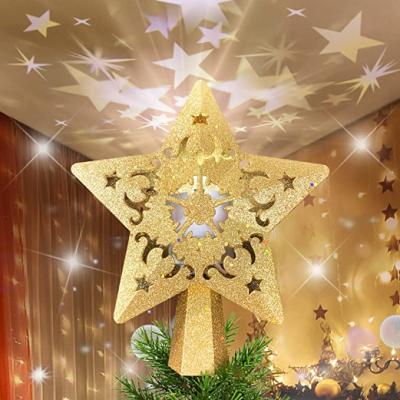 China Christmas Gold Star Christmas Tree Star Topper LED Projection Light for Christmas Tree Decoration for sale