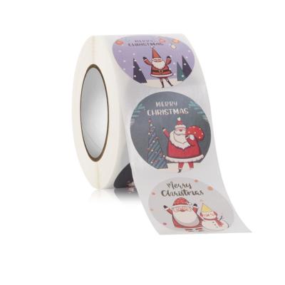 China Wholesale Printed Decorative Sticker Merry Christmas Gift Sticker Rolls Paste Sticker Sealing Label for sale